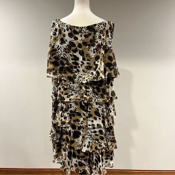 S.L. Fashions layered Leopard Print plus side scoop neck sleeveless Dress 22 W - Picture 6 of 13